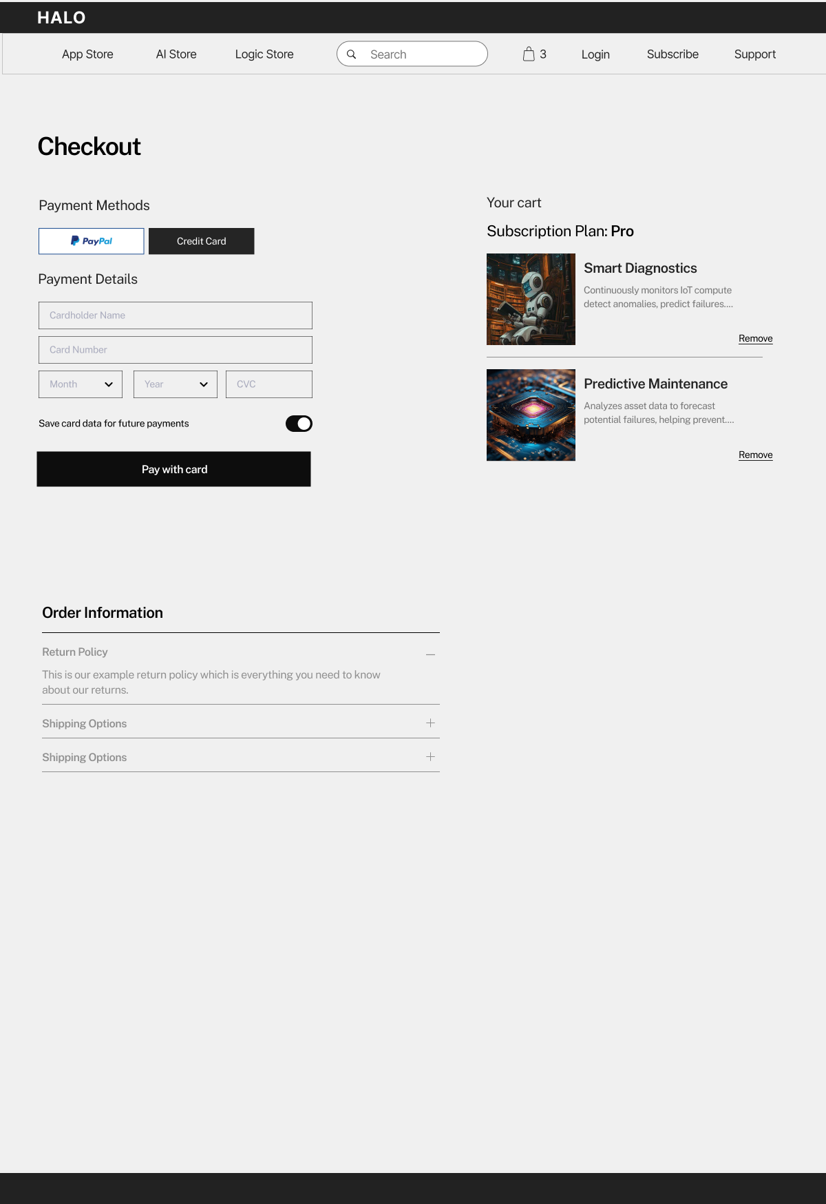 Checkout wireframe
